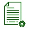 Ícone de uma folha de documento e no canto inferior direito uma engrenagem
